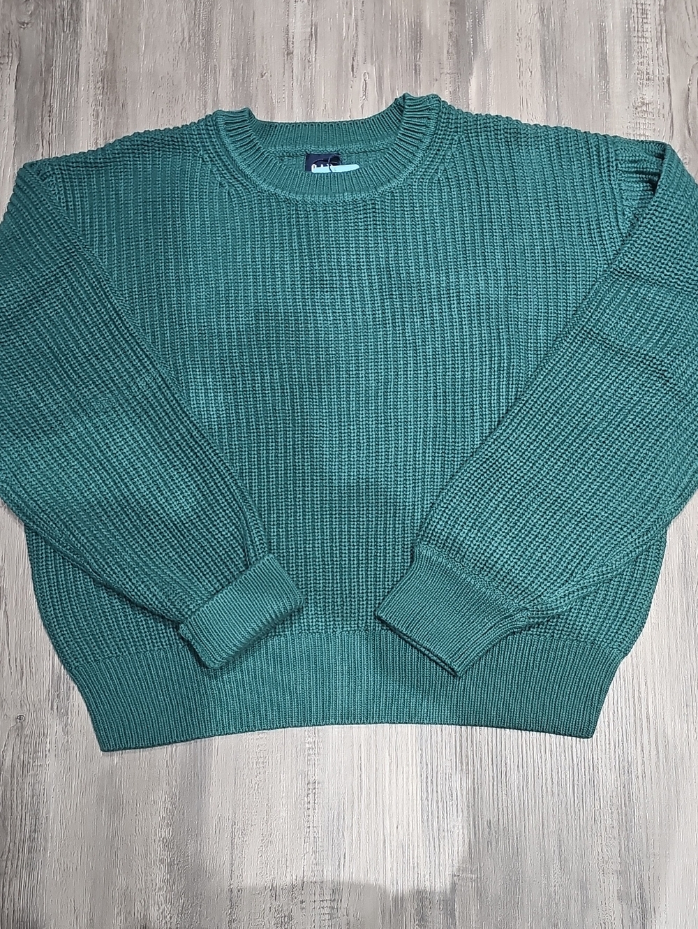 GAP Teal Textured Crewneck Sweater